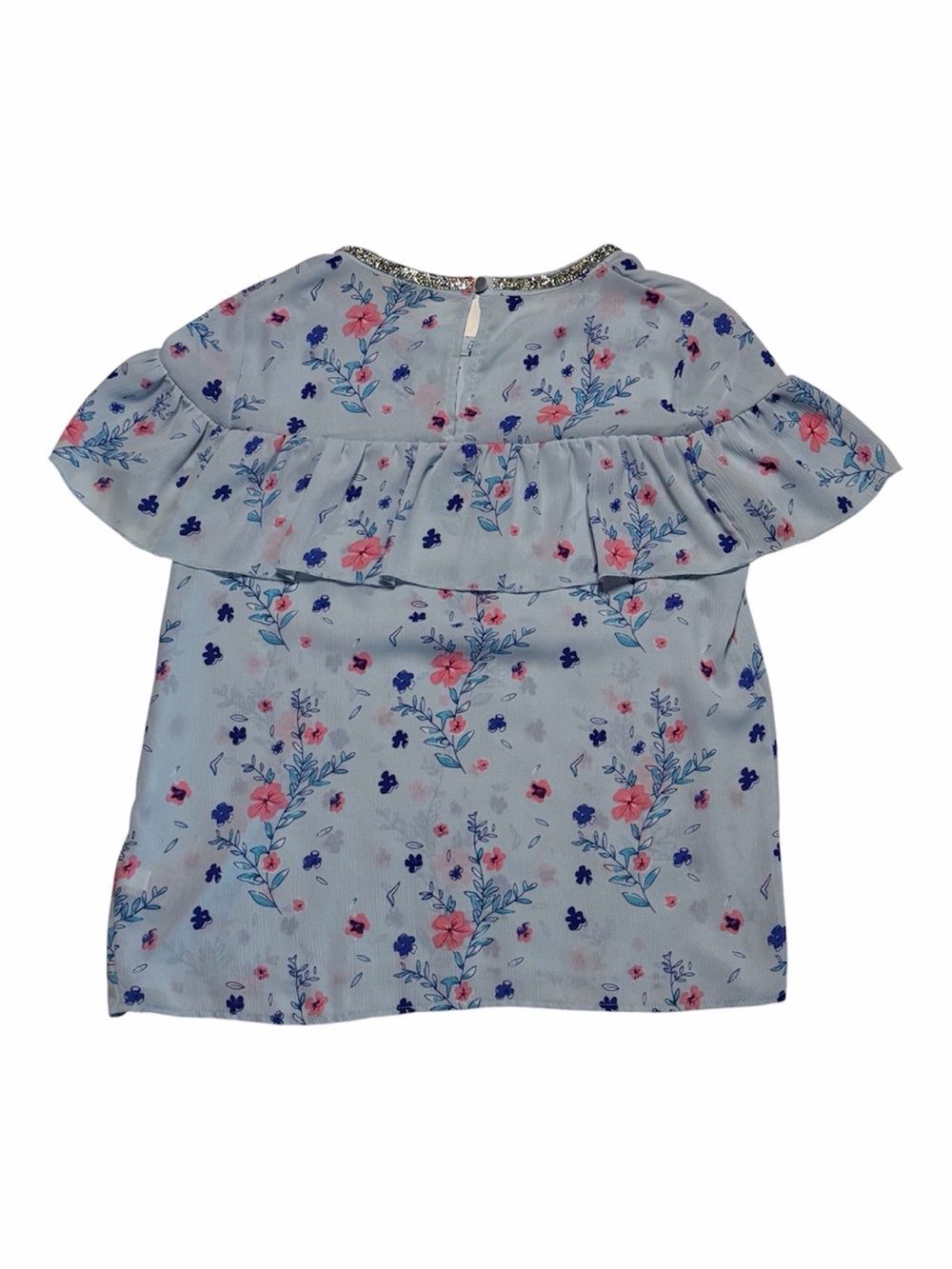 Juicy Couture Light Blue Floral Flutter Top Size Medium - Picture 5 of 5